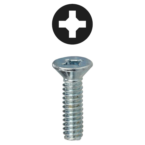 #10-24 x 1 in Combination Phillips/Square Flat Machine Screw, Zinc Plated Carbon Steel, 100 PK
